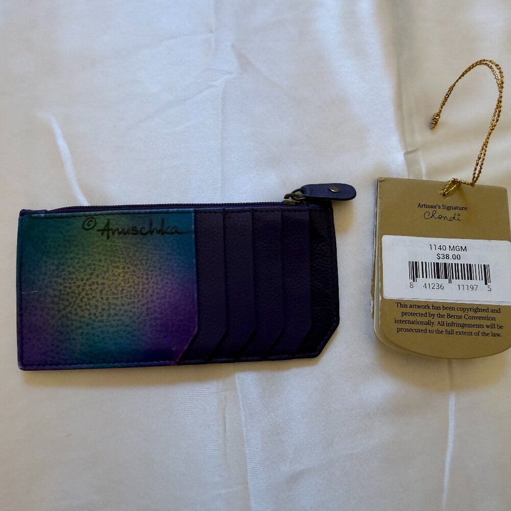 Anuschka handpainted RFID blocking card case with coin pouch EUC - Picture 2 of 6